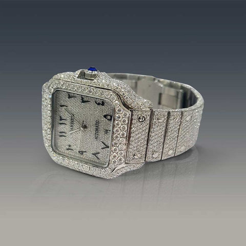 Iced Out Santos D Color Moissanite Automatic Luxury Watch