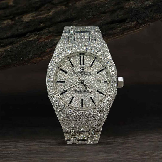Black Stick Iced Out Moissanite Timeless Wrist Watch