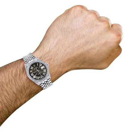 Roman Numeric Automatic Moissanite Stylish Watch