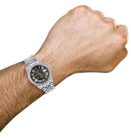 Roman Numeric Automatic Moissanite Stylish Watch