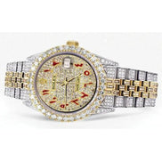 Red Arabic Numeric Moissanite Iced Out Watch