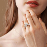 Round Cut Moissnaite Floral Halo Fancy Wedding Ring Set