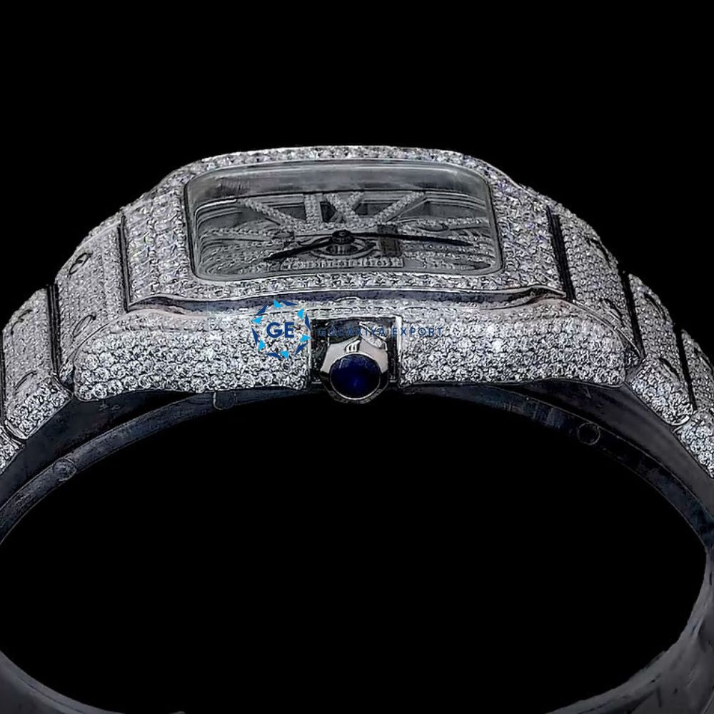 Fashionable Iced Out Full Moissanite Skeleton Wrist Watch