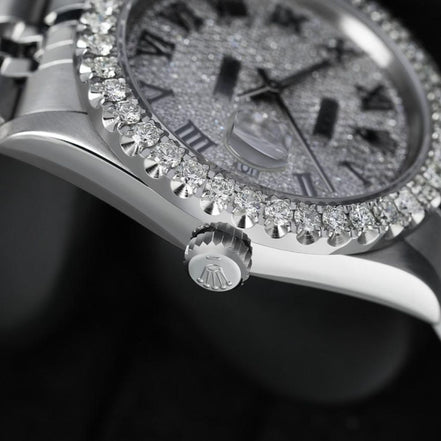 Men's Datejust Roman Numeral Moissanite Wrist Watch