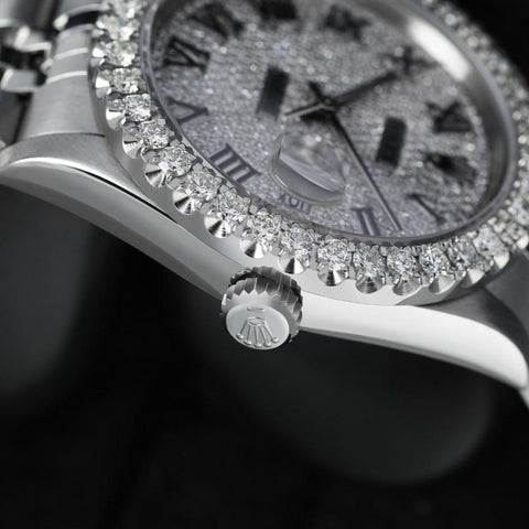 Men's Datejust Roman Numeral Moissanite Wrist Watch