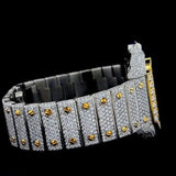 Yellow & White Skeleton Moissanite Automatic Watch