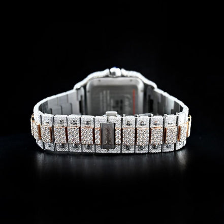 Dual Tone Moissanite Roman Dial Watch For Men's