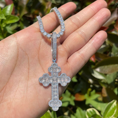 Iced Out Moissanite Diamond Criss Cross Pendant