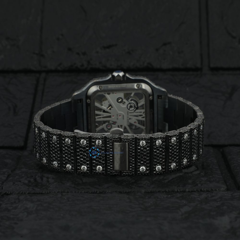Black Moissanite Skeleton Hip Hop Wrist Watch