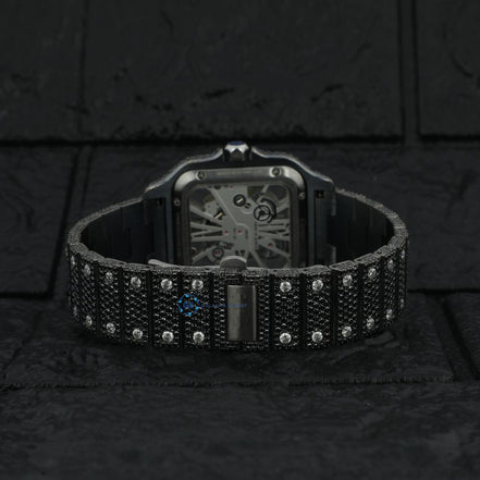 Black Moissanite Skeleton Hip Hop Wrist Watch