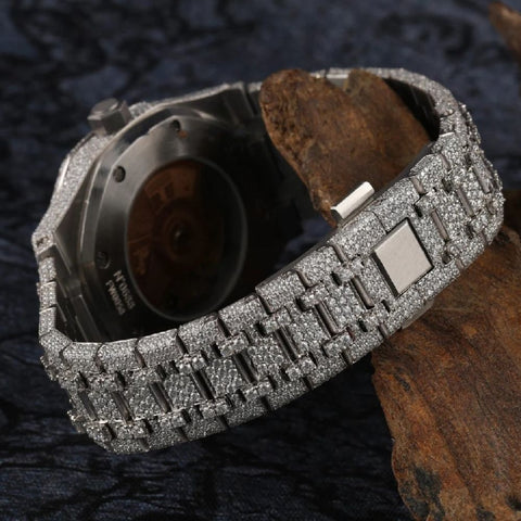 Red Color Arabic Dial Iced Out Moissanite Watch