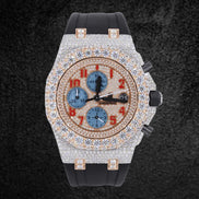 Black Rubber Belt Moissanite Fancy Stylish Watch For Men's