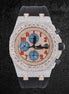 Black Rubber Belt Moissanite Fancy Stylish Watch For Men's
