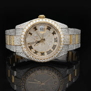 Dual Tone Moissanite Diamond Hip Hop Watch