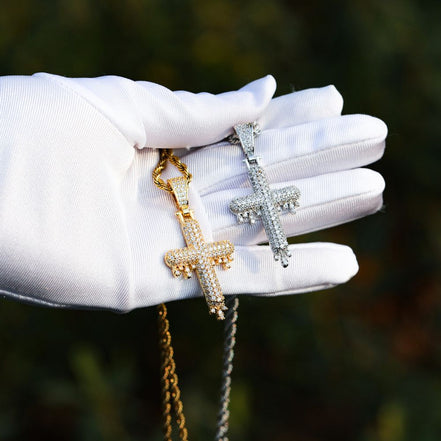 Hip Hop Drippy Cross Moissanite Diamond Pendants