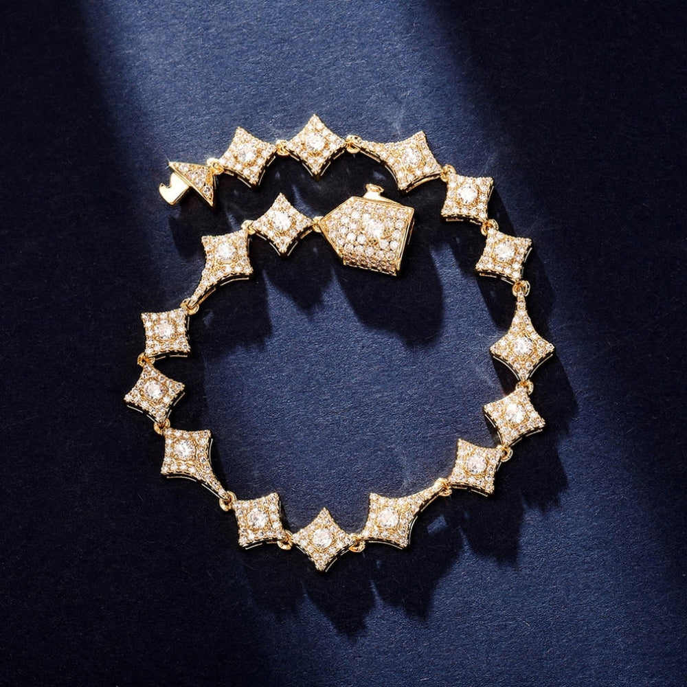 Star Link Moissanite Diamond 925 Sterling Silver Bracelet