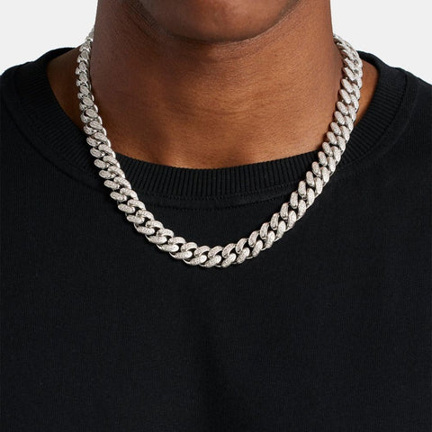 925 Sterling Silver Cuban Link Moissanite Diamond Chain