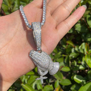 Moissanite Diamond Prayer Hands Cross Unique Pendant