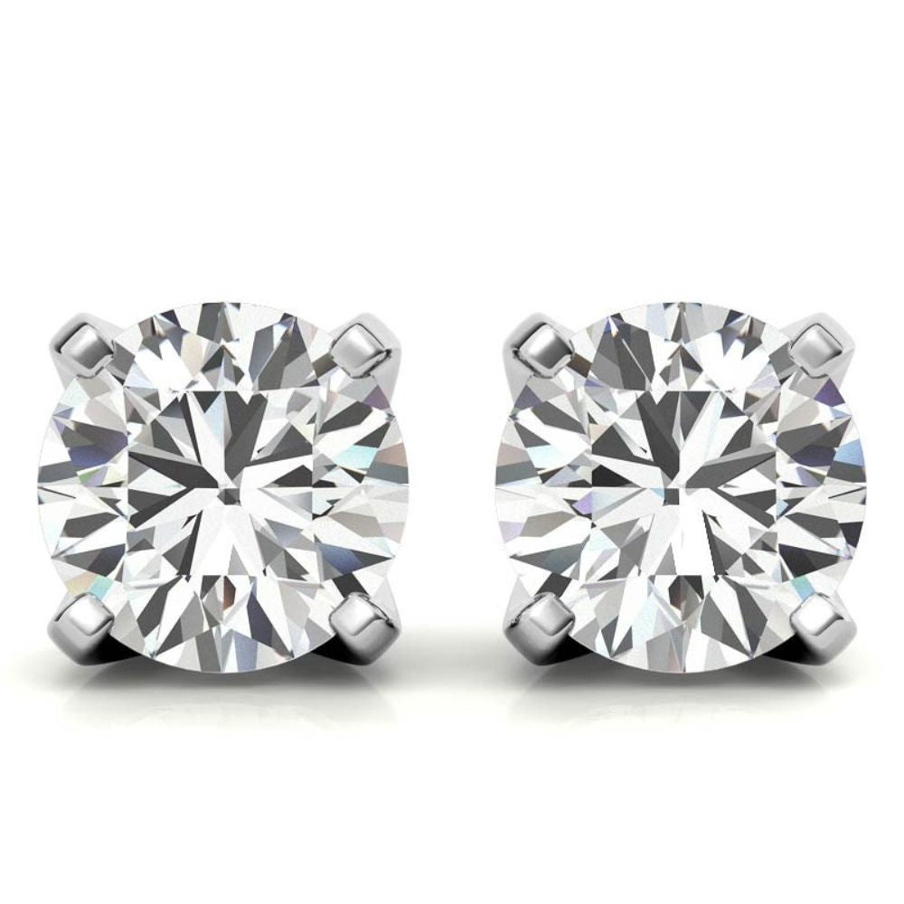 Classic 4 Prong Round Moissanite Stud Earrings