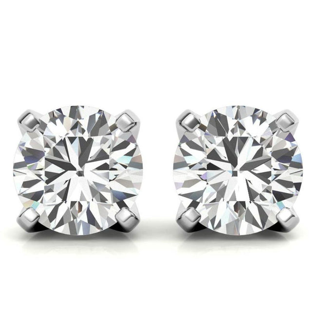 Classic 4 Prong Round Moissanite Stud Earrings