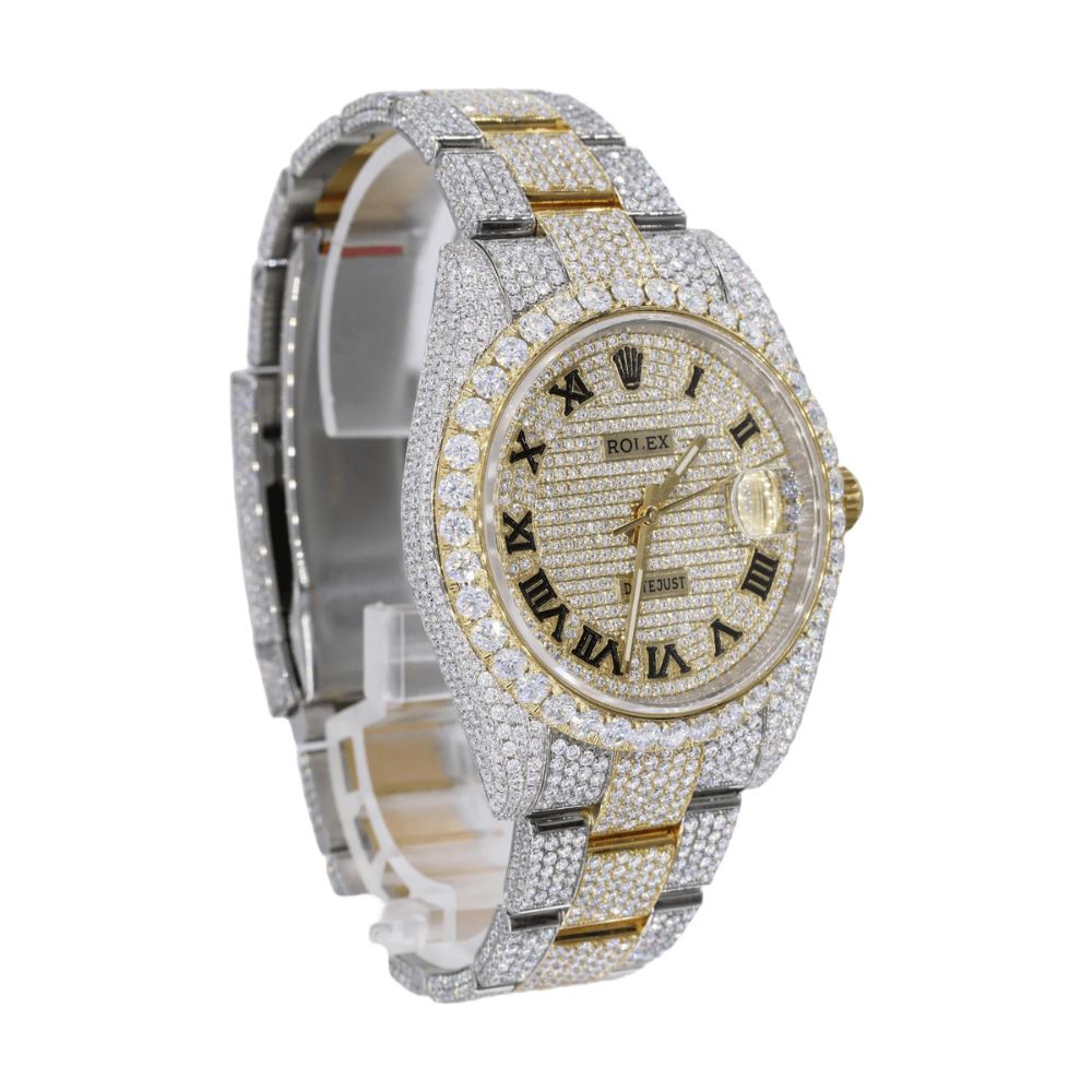 Custom Moissanite Dual Tone Datejust Wrist Watch