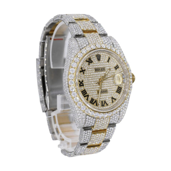 Custom Moissanite Dual Tone Datejust Wrist Watch