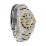 Custom Moissanite Dual Tone Datejust Wrist Watch