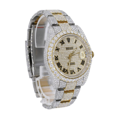Custom Moissanite Dual Tone Datejust Wrist Watch