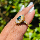Heat Cut Vintage Halo Engagement Ring