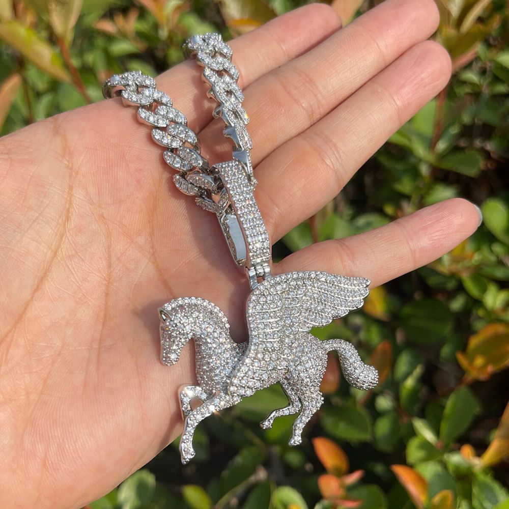 Sterling Silver Hours Moissanite Diamond Pendant