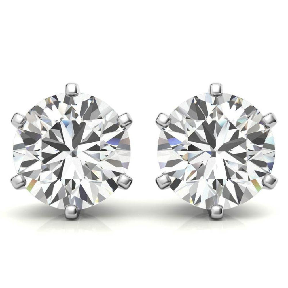 Everyday Round Cut Moissanite Stud Earrings With Push Back