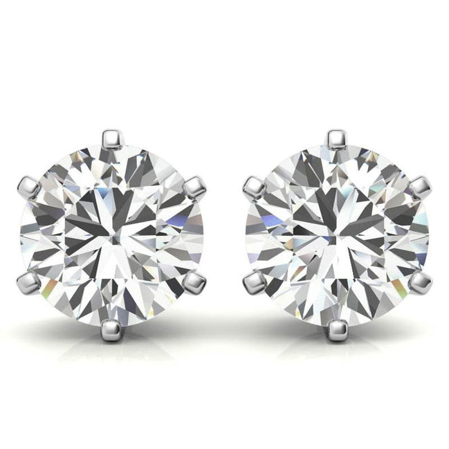Everyday Round Cut Moissanite Stud Earrings With Push Back