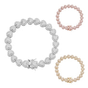 Heart Shape Iced Out Moissanite Bracelet