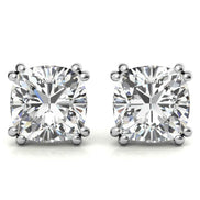 Double Prong Minimal Round Moissanite Earrings