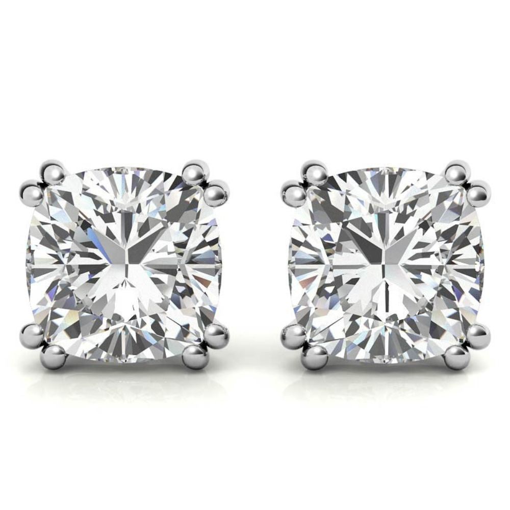 Double Prong Minimal Round Moissanite Earrings