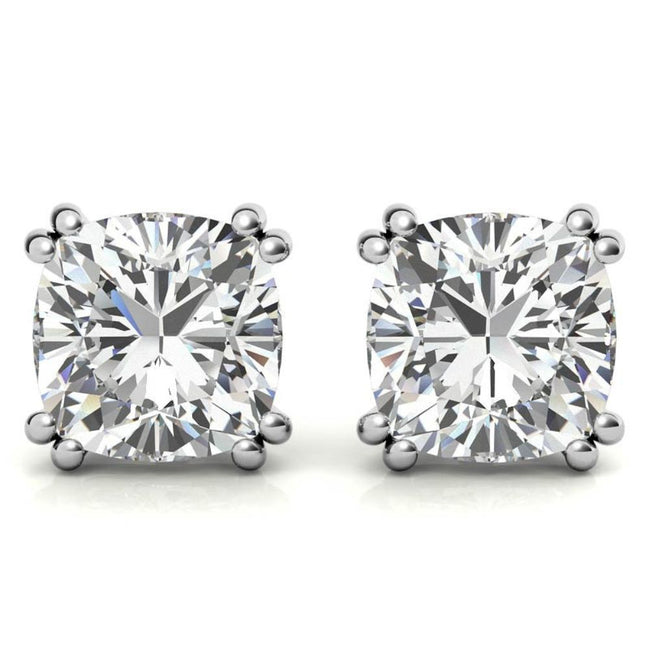 Double Prong Minimal Round Moissanite Earrings