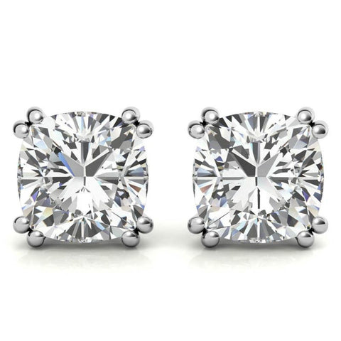 Double Prong Minimal Round Moissanite Earrings