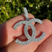 Double C Fashionista Iced Out Moissanite Diamond Pendant
