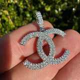 Double C Fashionista Iced Out Moissanite Diamond Pendant