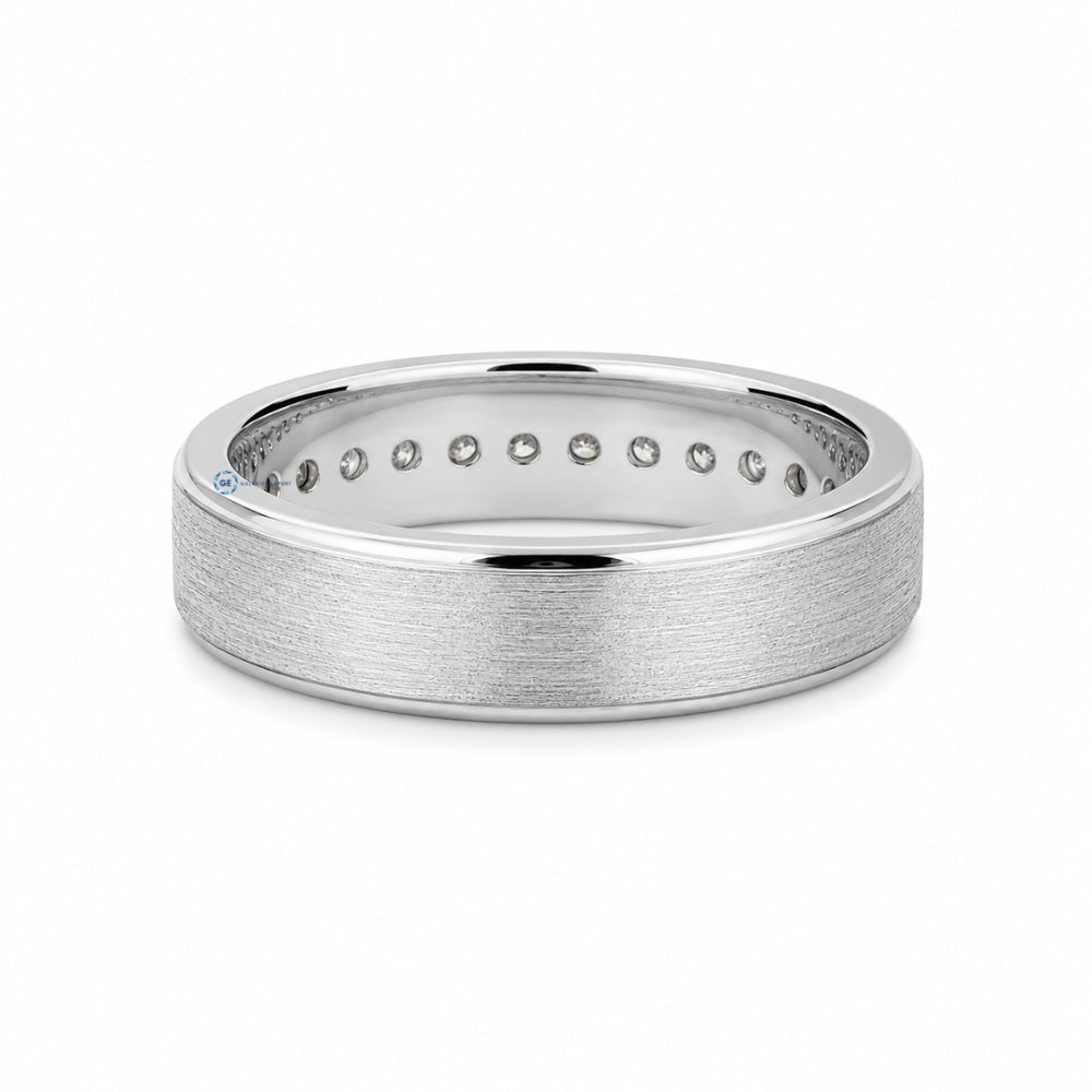 Round Cut Moissanite Channel Set Wedding Band For Men's