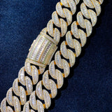 20mm All Over Baguette Moissanite Curve Cuban Link Bracelet