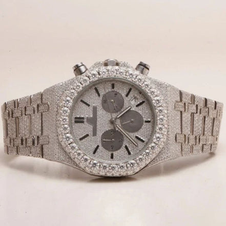 Fully Iced Moissanite Chrono Dial Watch For Men's