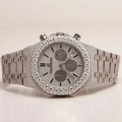 Fully Iced Moissanite Chrono Dial Watch For Men's
