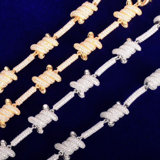 Barbed Wire Iced Out VVS1 Moissanite Chain For Men's