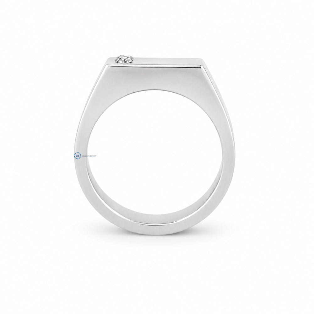 Luxury Moissanite Round Cut Signet Ring For Men's