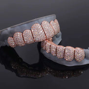 8 On 8 Moissanite Diamond 10k Rose Gold Plated Grillz