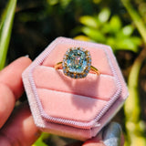 Halo Style Yellow Gold Unique Cut For Women
