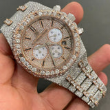 Dual Tone Chrono Dial VVS1 Moissanite Luxury Watch For Men's