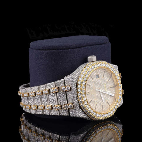 Lab Created Moissanite Dual Tone Men's Wrist Watch