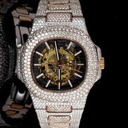 Full Rose Skeleton Moissanite Diamond Wrist Watch